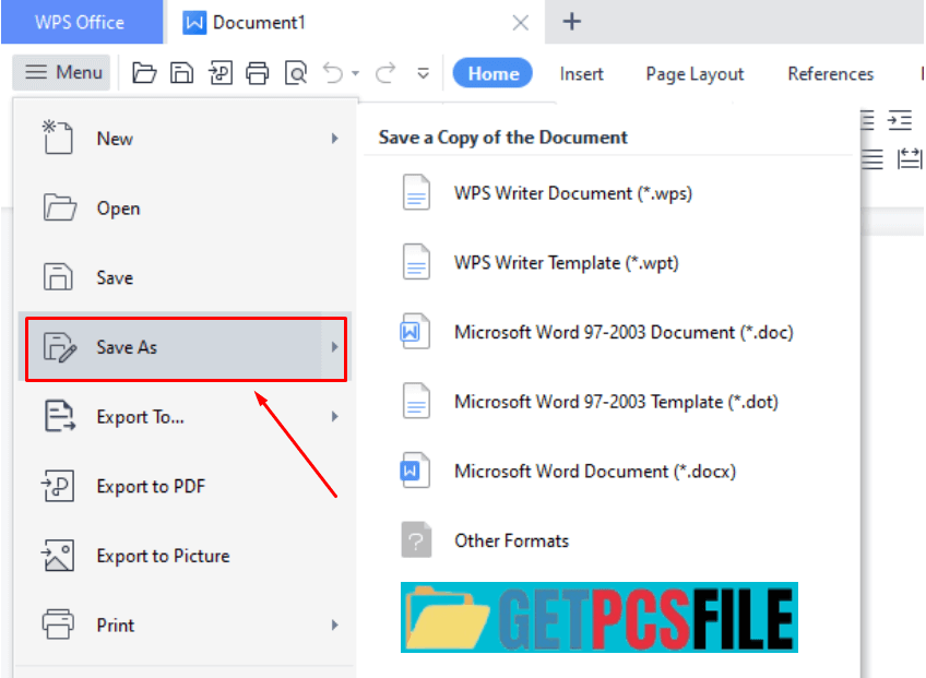 Save As image of Microsoft Office